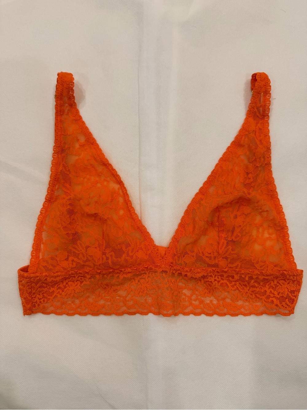 Victoria’s Secret Orange Floral Lace Triangle Bralette Adjustable Straps